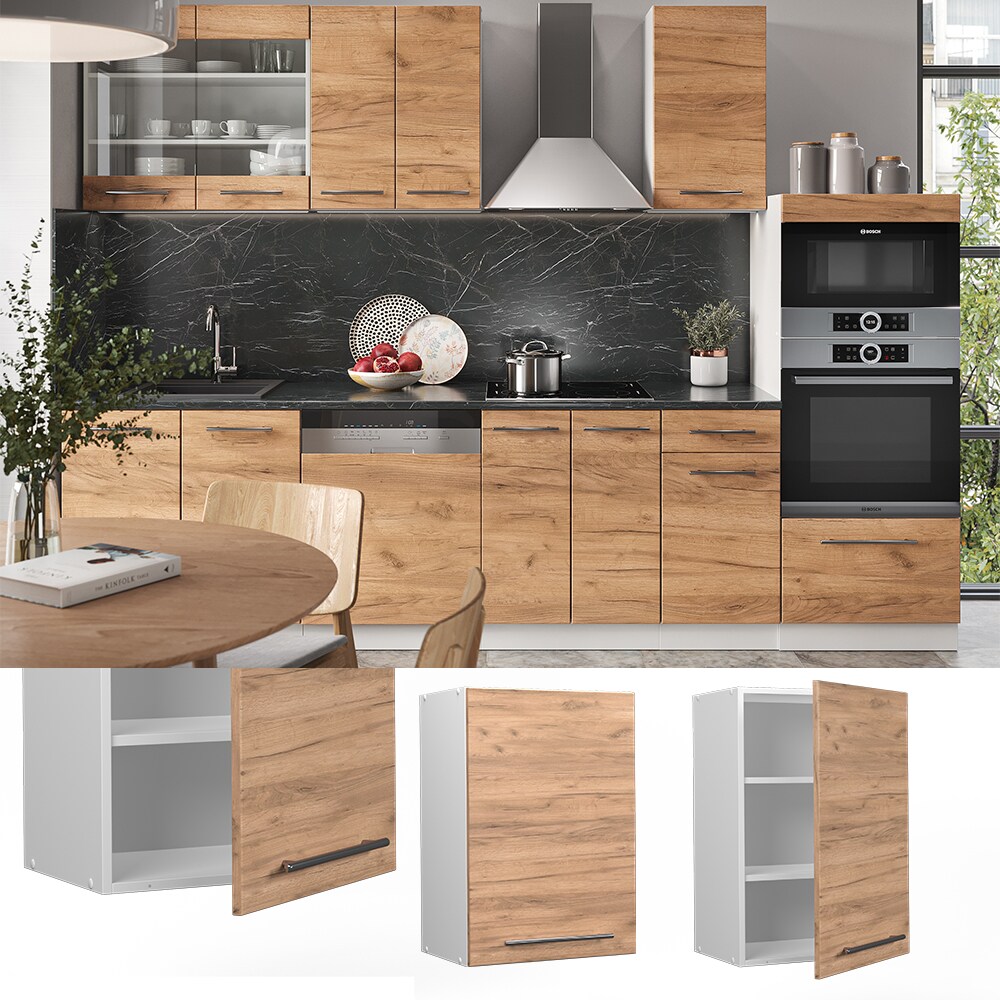 Vicco H&auml;ngeschrank K&uuml;chenschrank K&uuml;chenm&ouml;bel Fame-Line Wei&szlig; Eiche modern 50 cm K&uuml;che Einbauk&uuml;che H&auml;ngeschrank Dreht&uuml;r Einlegeboden K&uuml;chenzeile 