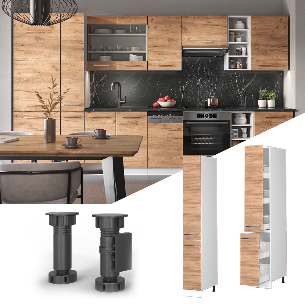 Vicco Apothekerhochschrank K&uuml;chenschrank K&uuml;chenm&ouml;bel Fame-Line Wei&szlig; Eiche modern 30 cm K&uuml;che Einbauk&uuml;che Einsch&uuml;be Aufbewahrung K&uuml;chenzeile 