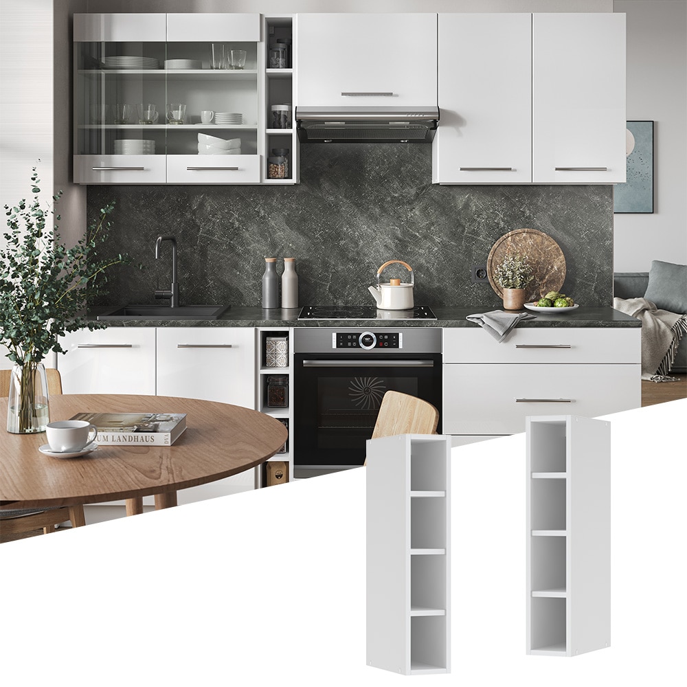 Vicco Regalh&auml;ngeschrank K&uuml;chenschrank K&uuml;chenm&ouml;bel Fame-Line Wei&szlig; 15 cm modern K&uuml;che H&auml;ngeschrank Einbauk&uuml;che Einlegeboden K&uuml;chenzeile Regal Aufbewahrung 