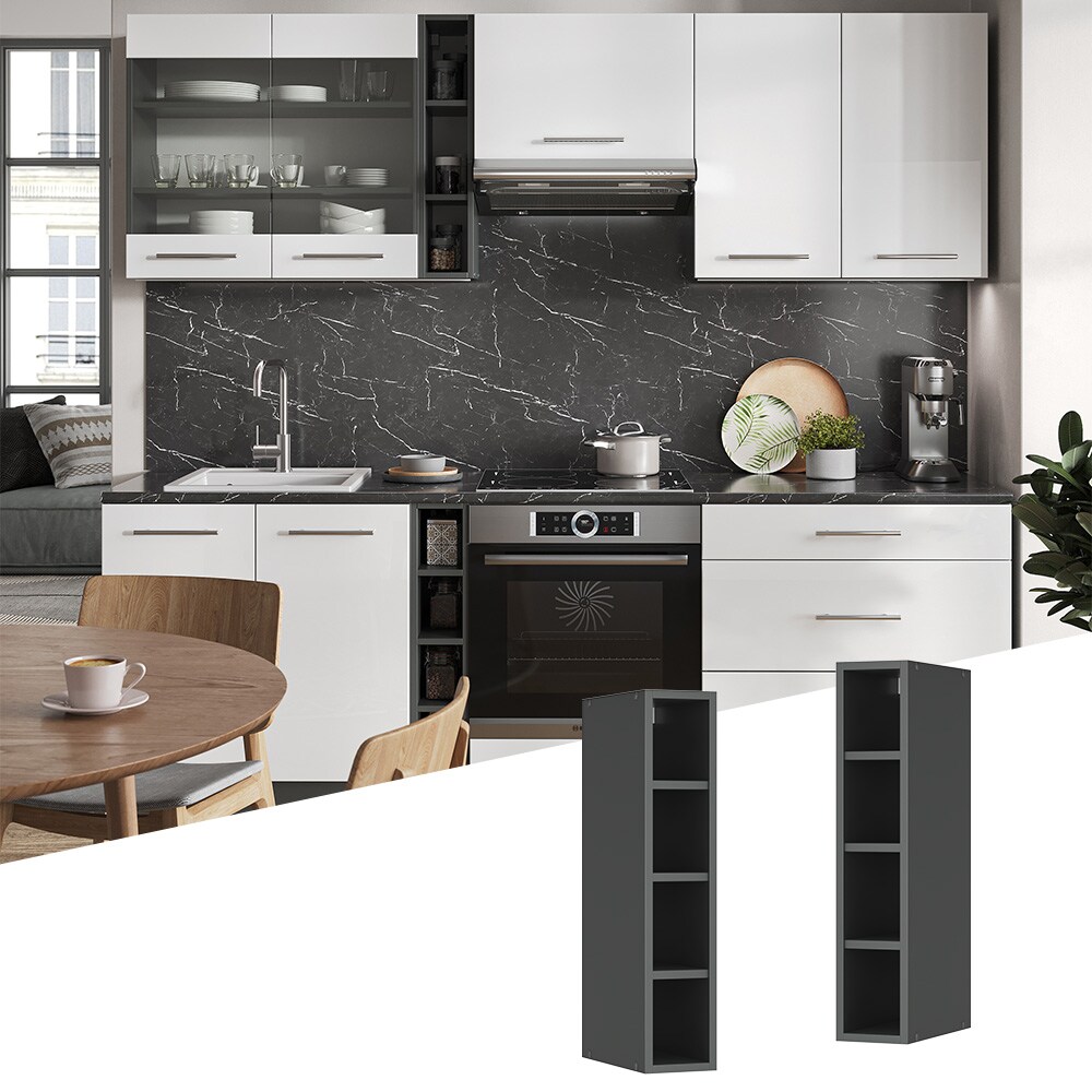 Vicco Regalh&auml;ngeschrank K&uuml;chenschrank K&uuml;chenm&ouml;bel Fame-Line Anthrazit 15 cm modern K&uuml;che H&auml;ngeschrank Einbauk&uuml;che Einlegeboden K&uuml;chenzeile Regal Aufbewahrung 