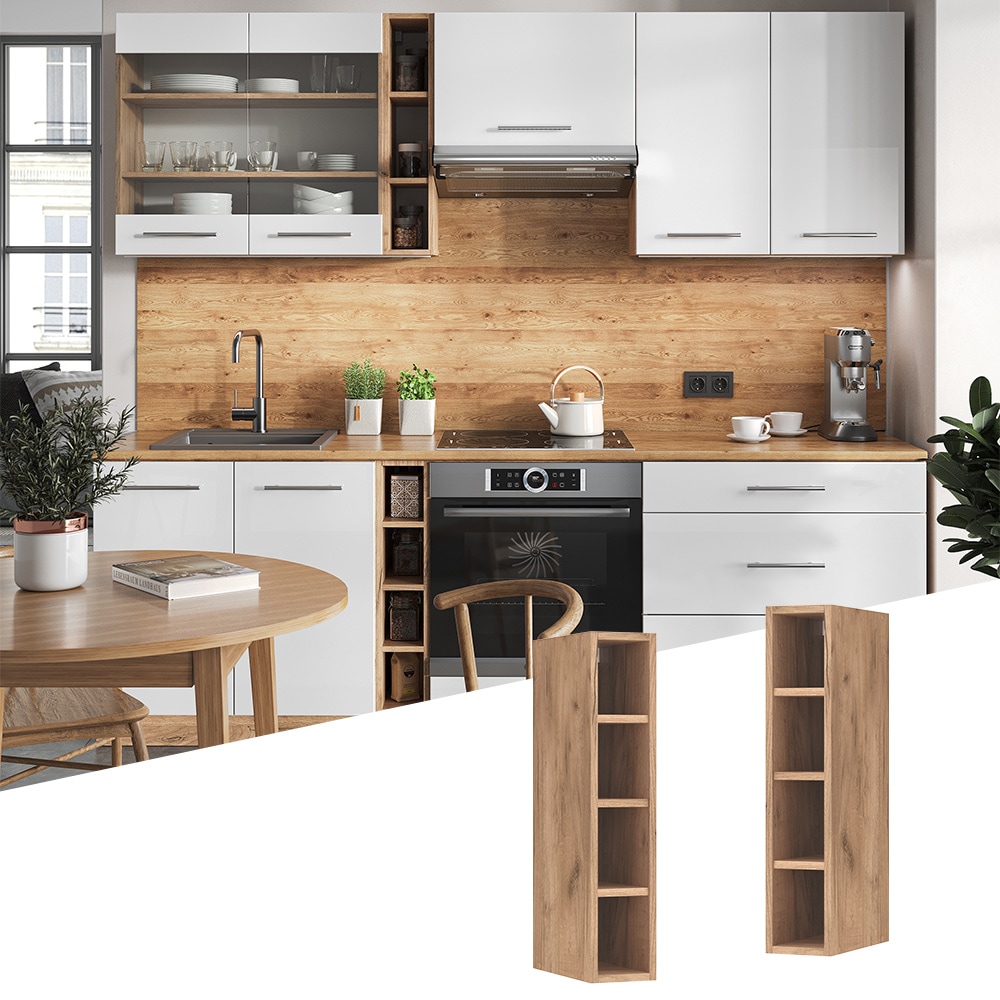 Vicco Regalh&auml;ngeschrank K&uuml;chenschrank K&uuml;chenm&ouml;bel Fame-Line Eiche Goldkraft 15 cm modern K&uuml;che H&auml;ngeschrank Einbauk&uuml;che Einlegeboden K&uuml;chenzeile Regal Aufbewahrung 