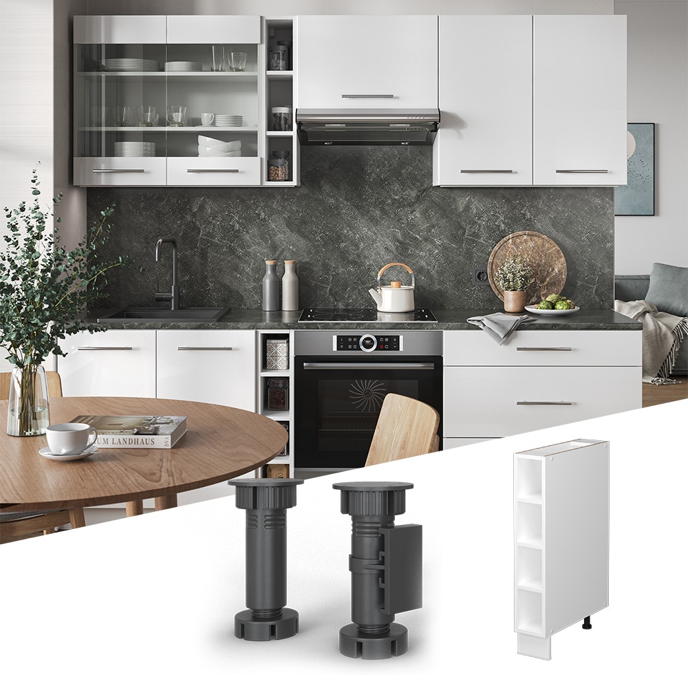 Vicco Regalunterschrank K&uuml;chenschrank K&uuml;chenm&ouml;bel Fame-Line Wei&szlig; 15 cm modern K&uuml;che Unterschrank Einbauk&uuml;che Einlegeboden K&uuml;chenzeile Regal Aufbewahrung 