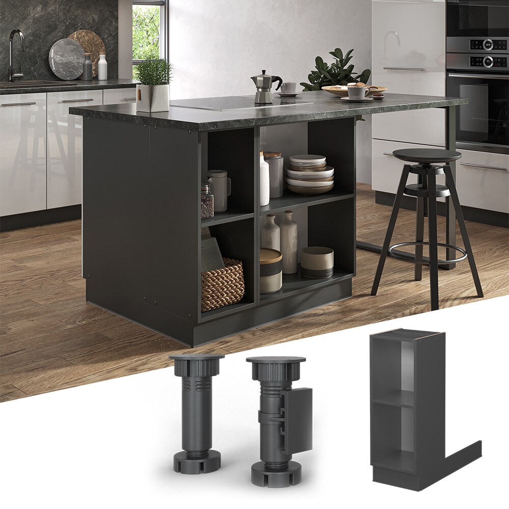 Regalinselunterschrank K&uuml;chenschrank K&uuml;chenm&ouml;bel Fame-Line Anthrazit 30 cm modern K&uuml;che Einbauk&uuml;che K&uuml;cheninsel Einlegeboden Blende K&uuml;chenunterschrank K&uuml;chenzeile Regal Aufbewahrung 