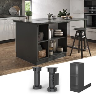 Regalinselunterschrank Küchenschrank Küchenmöbel Fame-Line Anthrazit 30 cm modern Küche Einbauküche Kücheninsel Einlegeboden Blende Küchenunterschrank Küchenzeile Regal Aufbewahrung 