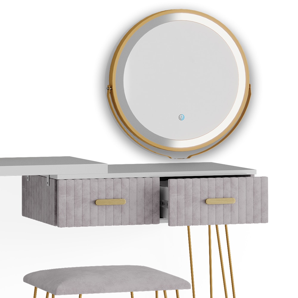 Devoko Schminktisch Mit LED Spiegel & Schubladen - Frisiertisch Mit Steckdosen