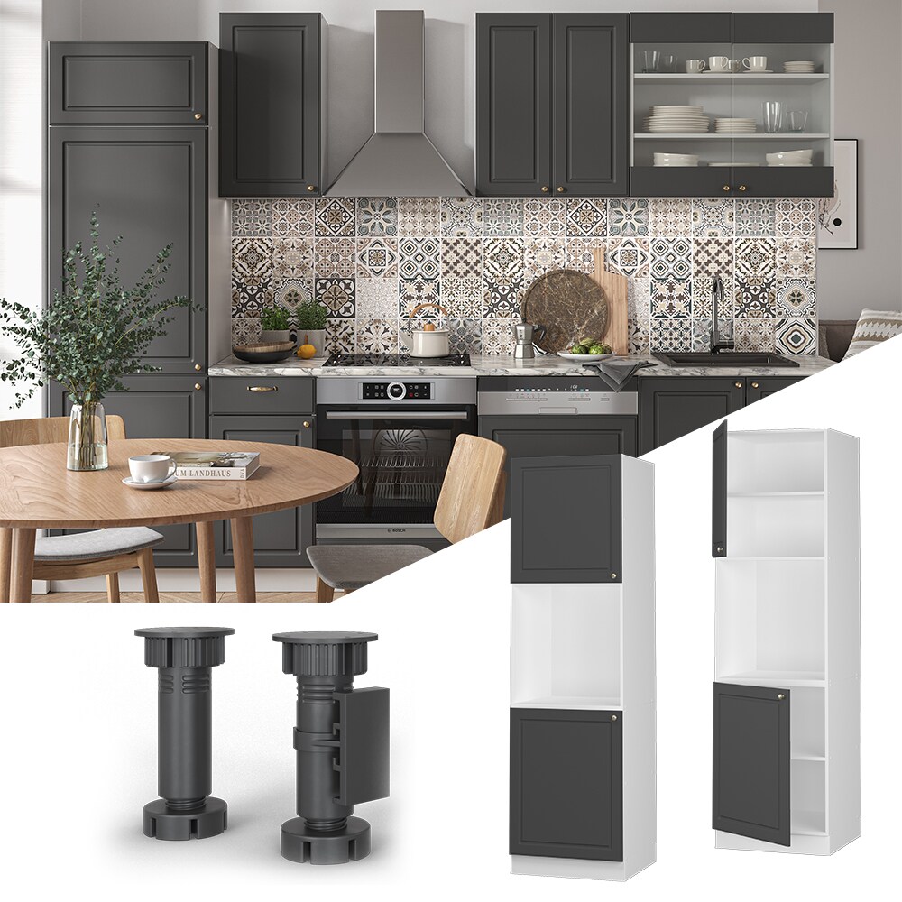 Vicco Herdumbauschrank K&uuml;chenschrank K&uuml;chenm&ouml;bel Fame-Line Landhaus Wei&szlig; Anthrazit 60 cm Gold K&uuml;che Einbauk&uuml;che Blende Herdschrank Hochschrank K&uuml;chenzeile Dreht&uuml;r Einlegeboden 