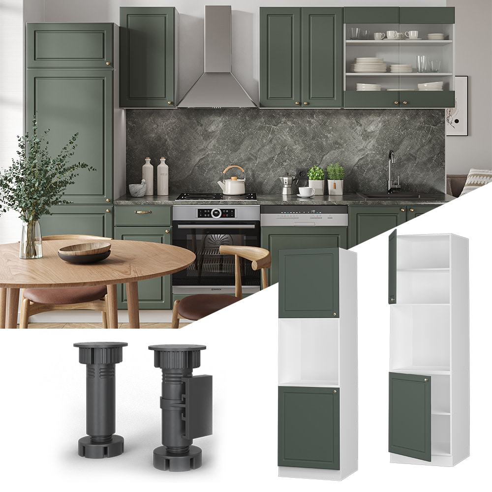 Vicco Herdumbauschrank K&uuml;chenschrank K&uuml;chenm&ouml;bel Fame-Line Landhaus Wei&szlig; Gr&uuml;n 60 cm Gold K&uuml;che Einbauk&uuml;che Blende Herdschrank Hochschrank K&uuml;chenzeile Dreht&uuml;r Einlegeboden 