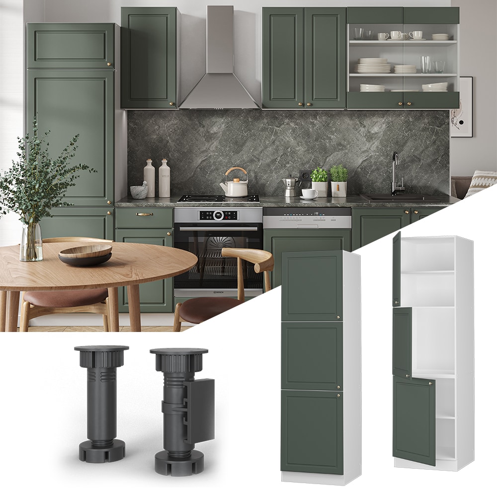 Vicco Herdumbauschrank K&uuml;chenschrank K&uuml;chenm&ouml;bel Fame-Line Landhaus Wei&szlig; Gr&uuml;n 60 cm Gold K&uuml;che Einbauk&uuml;che Blende Herdschrank Hochschrank K&uuml;chenzeile Dreht&uuml;r Einlegeboden 