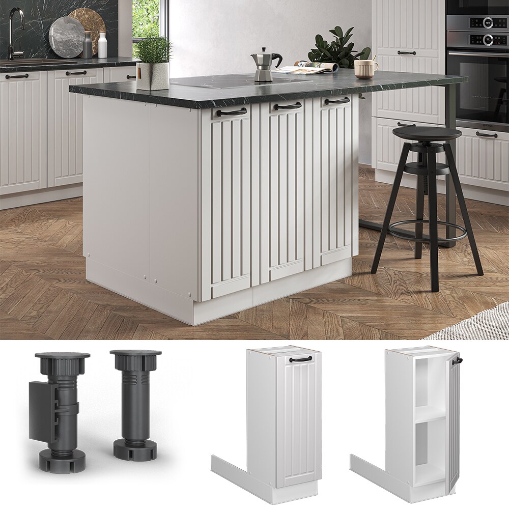 Vicco Regalinselunterschrank K&uuml;chenschrank K&uuml;chenm&ouml;bel Fame-Line Landhaus Wei&szlig; 30 cm K&uuml;che Einbauk&uuml;che K&uuml;cheninsel Dreht&uuml;r Einlegeboden Blende K&uuml;chenunterschrank K&uuml;chenzeile 