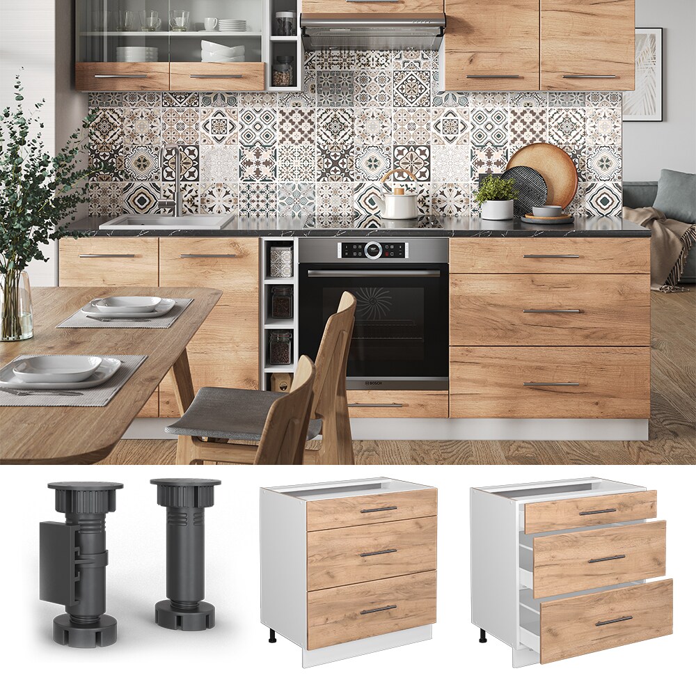 Vicco Schubladenunterschrank K&uuml;chenschrank K&uuml;chenm&ouml;bel Fame-Line Wei&szlig; 80 cm modern Hochglanz K&uuml;che Einbauk&uuml;che Dreht&uuml;r Blende Schublade K&uuml;chenunterschrank K&uuml;chenzeile 