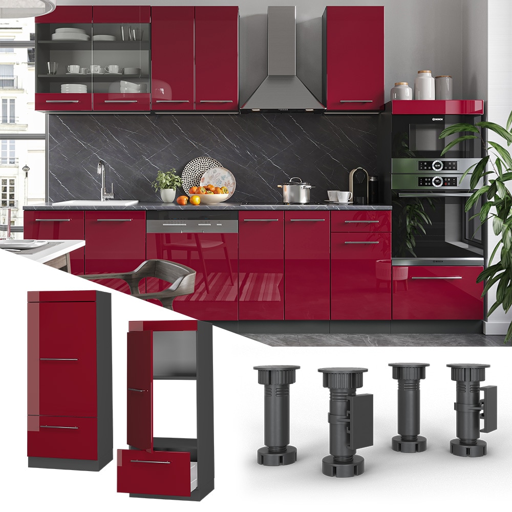 Armoire micro-ondes Fame-Line, Rouge bordeaux Haute brillance, 60cm, Vicco