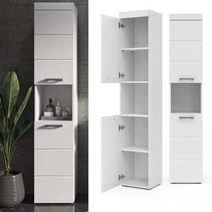 Vicco Hochschrank Badschrank Badezimmermöbel Luna Weiß Skandi 37x190 cm Badezimmer Schrank Badmöbel Schranktür Schrankfach Ablage Aufbewahrung 