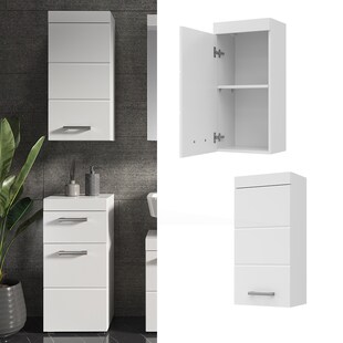 Vicco Hängeschrank Badschrank Badezimmermöbel Luna Weiß Skandi 37x77 cm Badezimmer Schrank Badmöbel Schranktür Schrankfach Ablage Aufbewahrung 