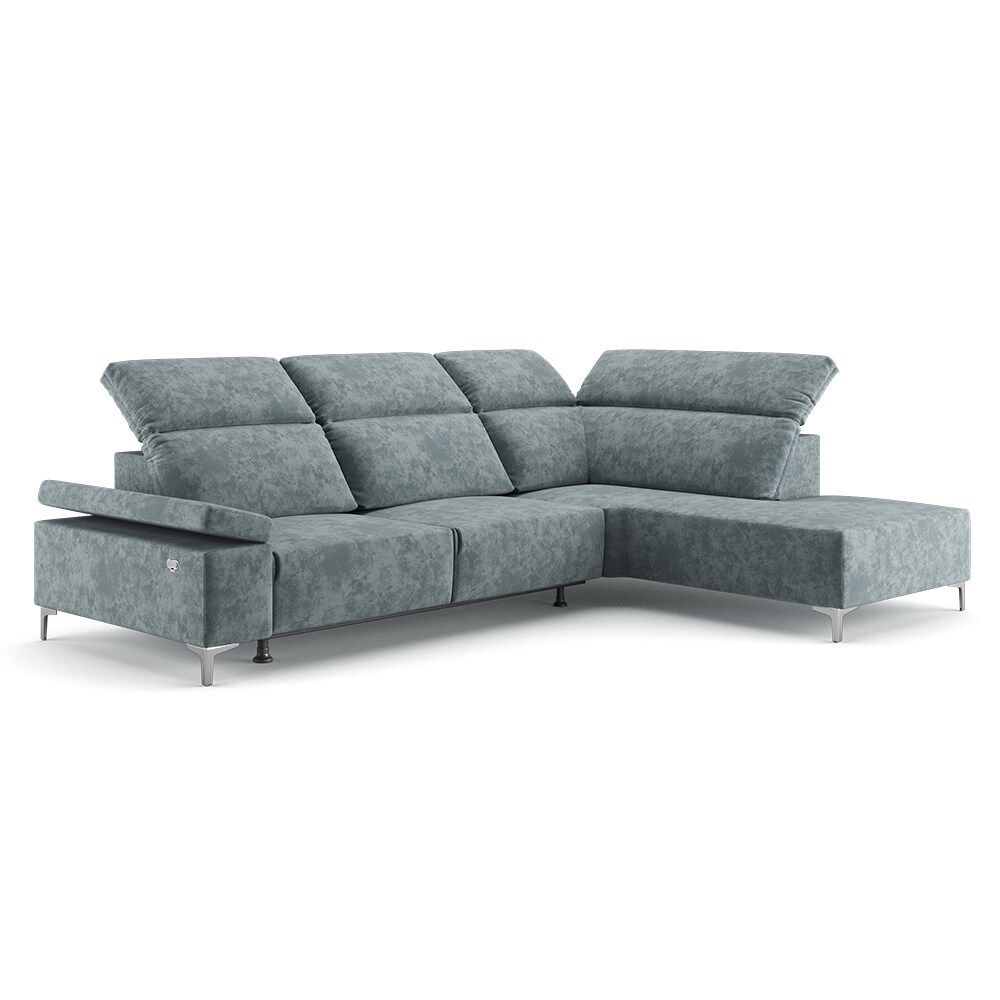 VitaliSpa Ecksofa Loungesofa Boxspringsofa James Grau Relaxfunktion 301x86 cm modern Wohnzimmer Sofa Wohnzimmercouch Loungeecke Polstereckcouch Taschenfederkern USB-Anschluss Fu&szlig;teil ausfahrbar 