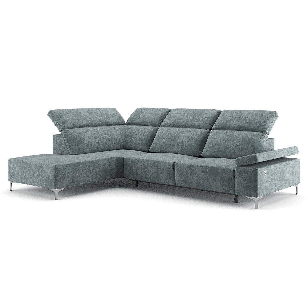 VitaliSpa Ecksofa Loungesofa Boxspringsofa James Grau Relaxfunktion 218x86 cm modern Wohnzimmer Sofa Wohnzimmercouch Loungeecke Polstereckcouch Taschenfederkern USB-Anschluss Fu&szlig;teil ausfahrbar 