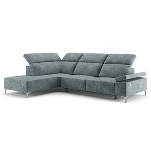 VitaliSpa Ecksofa Loungesofa Boxspringsofa James Grau Relaxfunktion 218x86 cm modern Wohnzimmer Sofa Wohnzimmercouch Loungeecke Polstereckcouch Taschenfederkern USB-Anschluss Fußteil ausfahrbar 