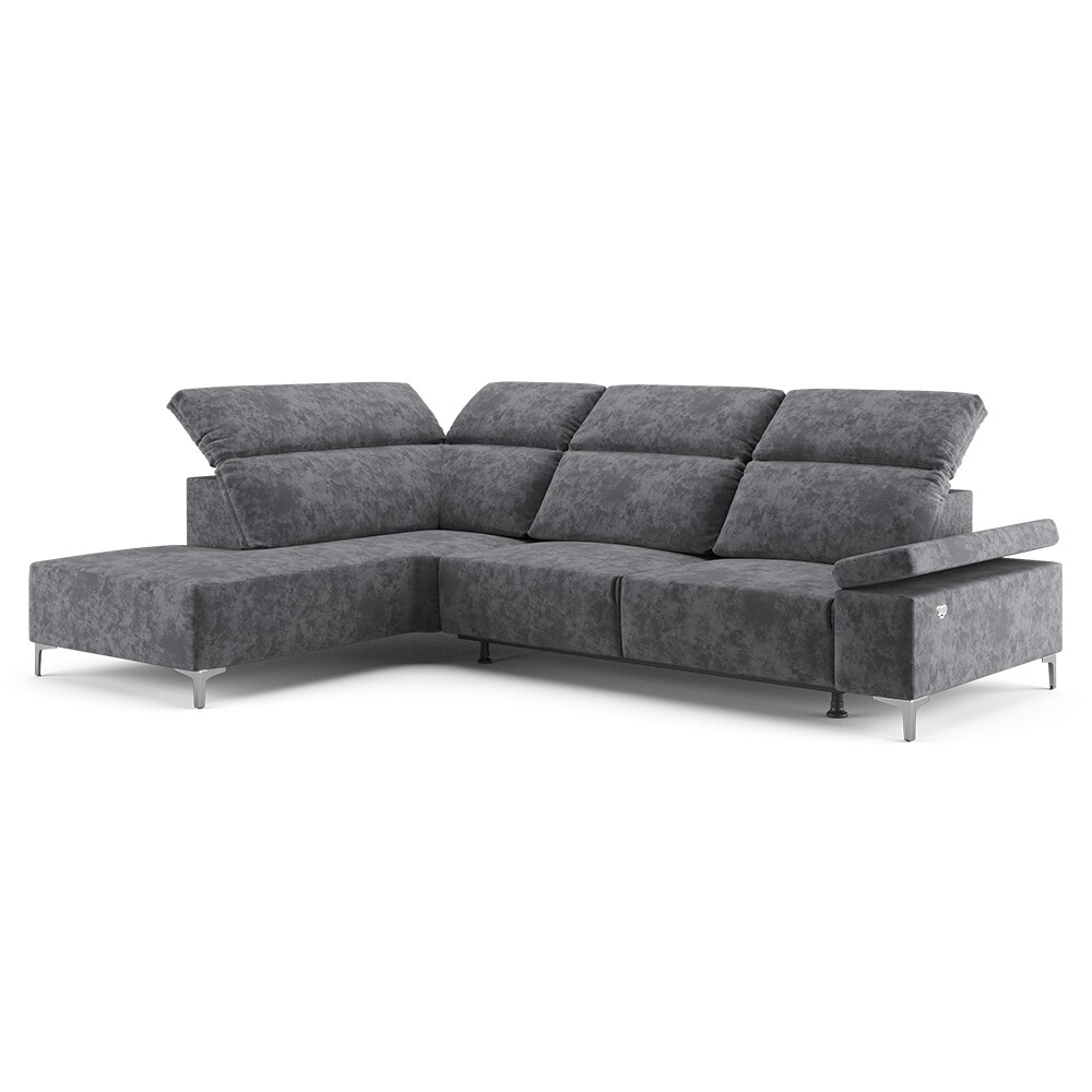 VitaliSpa Ecksofa Loungesofa Boxspringsofa James Anthrazit Relaxfunktion 218x86 cm modern Wohnzimmer Sofa Wohnzimmercouch Loungeecke Polstereckcouch Taschenfederkern USB-Anschluss Fu&szlig;teil ausfahrbar 