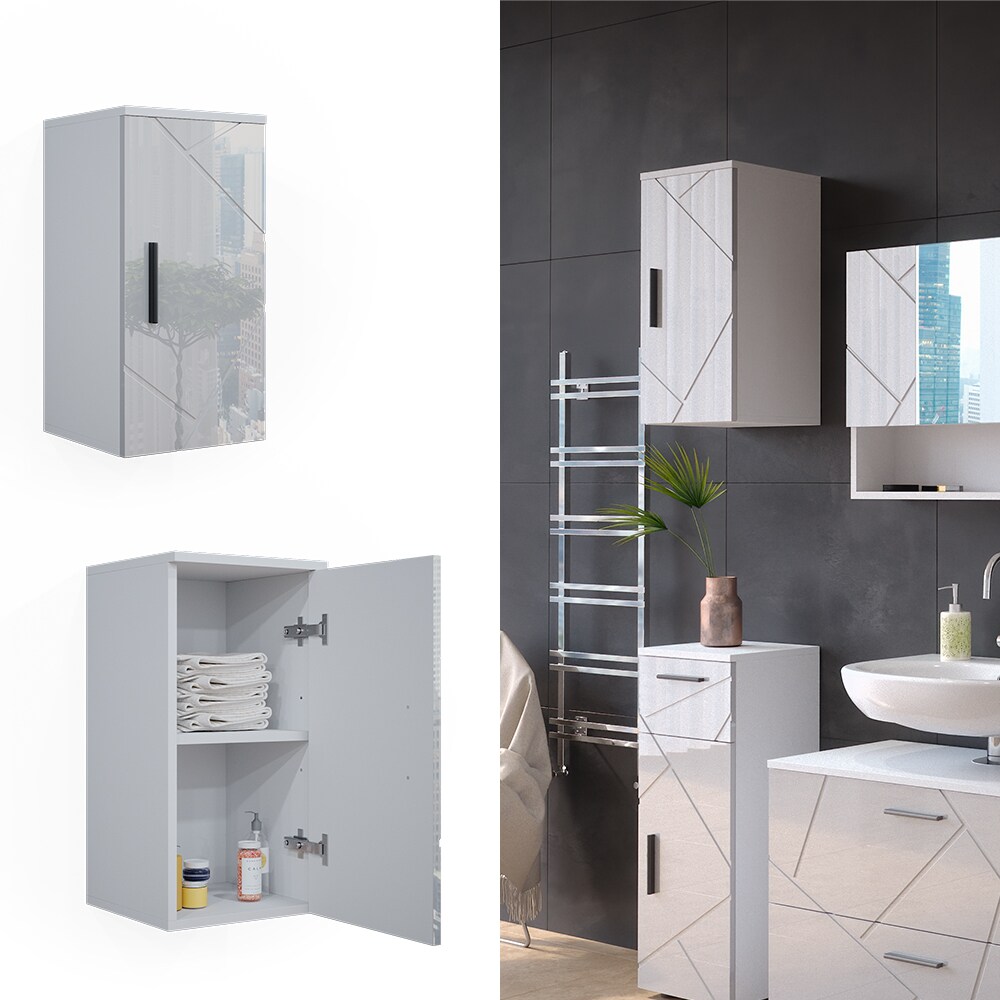 Vicco H&auml;ngeschrank Badschrank Badezimmerm&ouml;bel Irma Wei&szlig; Hochglanz modern 30x59 cm Badezimmer Schrank Badm&ouml;bel Schrankt&uuml;r Schrankfach Einlegeboden Ablagefach Aufbewahrung 