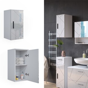 Vicco Hängeschrank Badschrank Badezimmermöbel Irma Weiß Hochglanz modern 30x59 cm Badezimmer Schrank Badmöbel Schranktür Schrankfach Einlegeboden Ablagefach Aufbewahrung 