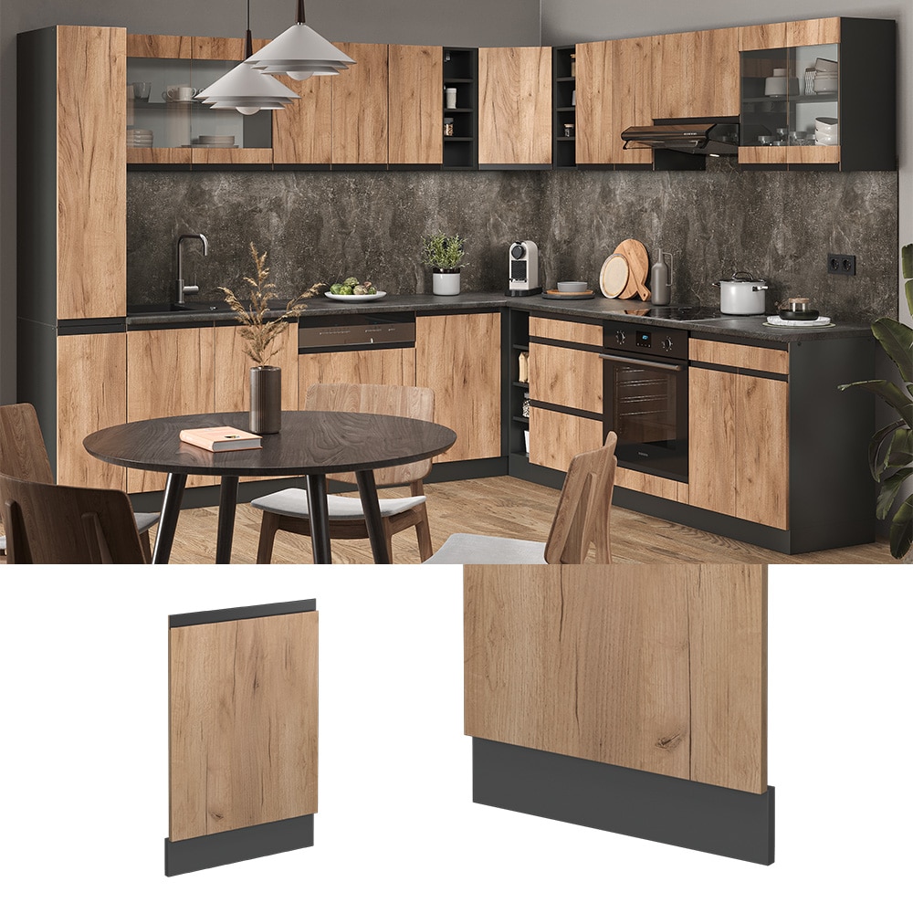 Vicco Geschirrsp&uuml;lerblende K&uuml;chenschrank K&uuml;chenm&ouml;bel R-Line J-Shape Anthrazit Eiche 45 cm modern 