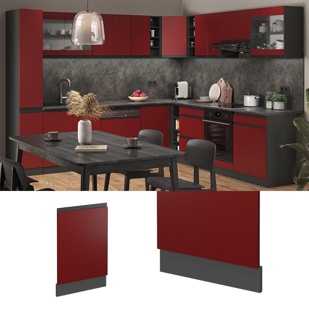 Vicco Geschirrsp&uuml;lerblende K&uuml;chenschrank K&uuml;chenm&ouml;bel R-Line J-Shape Anthrazit Rot 45 cm modern 