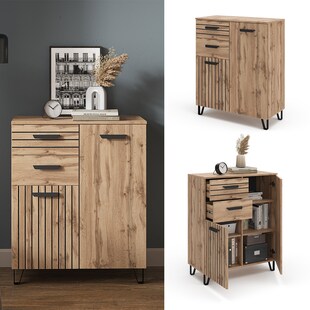 Vicco Kommode Mehrzweckschrank Universalschrank Amber Eiche 80x100 cm modern Wohnzimmer Schrank Flurschrank Schlafzimmerschrank Ablage Schrankschublade Schranktür Schrankfach Aufbewahrung 