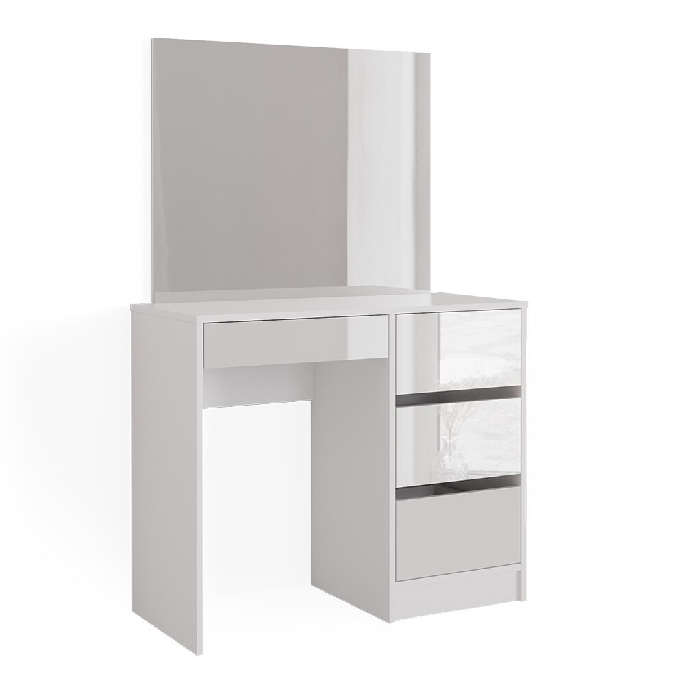Vicco Schminktisch Frisiertisch Frisierkommode Sherry Wei&szlig; Schminkspiegel 90x75 cm modern Schlafzimmer Kommode Schublade Ablage Aufbewahrung Kosmetiktisch Make-Up-Tisch Hochglanz 