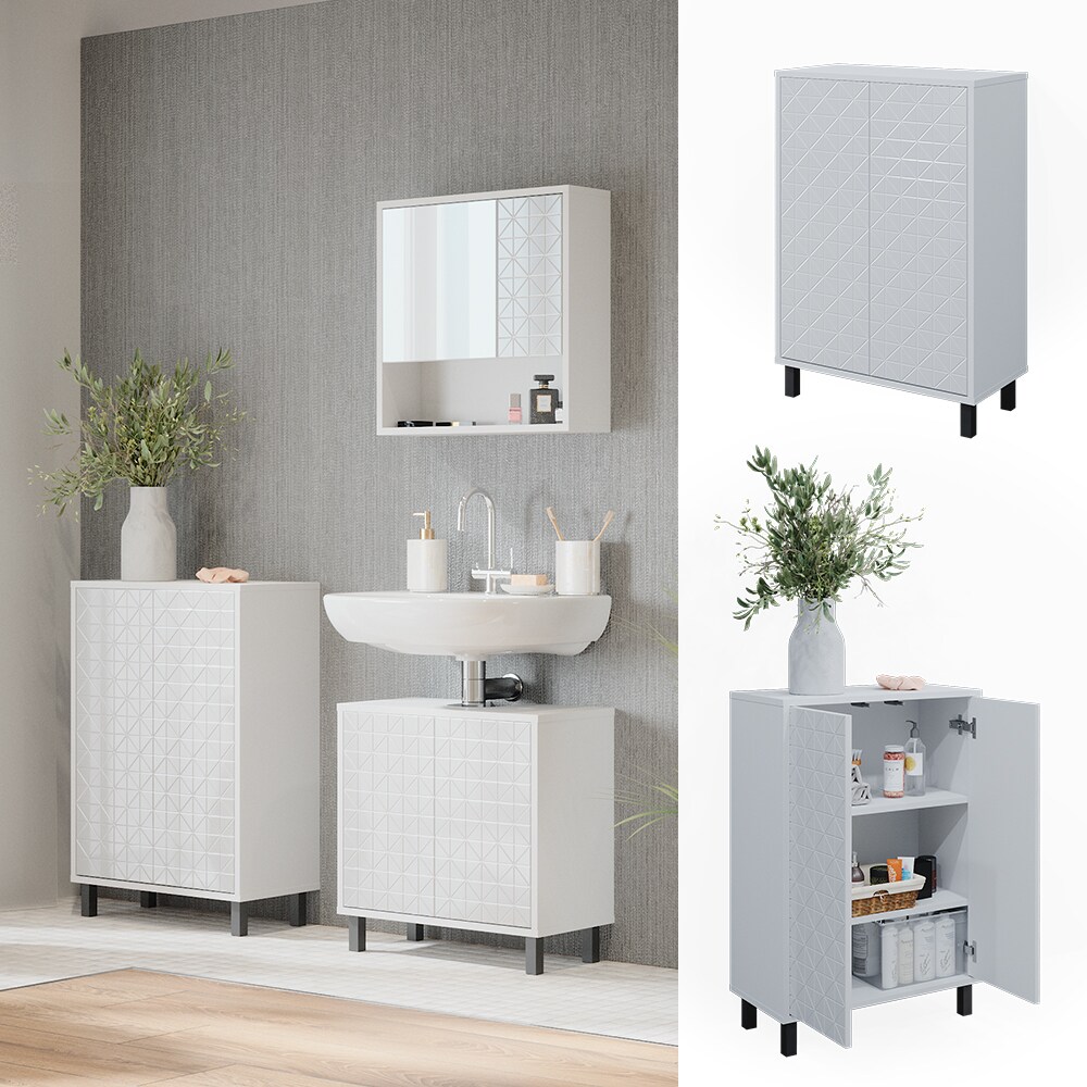 Badschrank Agasta für Badezimmer 3 Regalfächer, breiter Badezimmerschrank