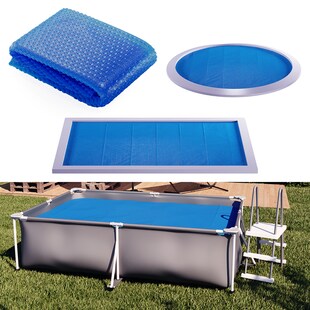 OK-Living Eckige Solarfolie Pool blau, Solarabdeckplane 300x200 cm 
