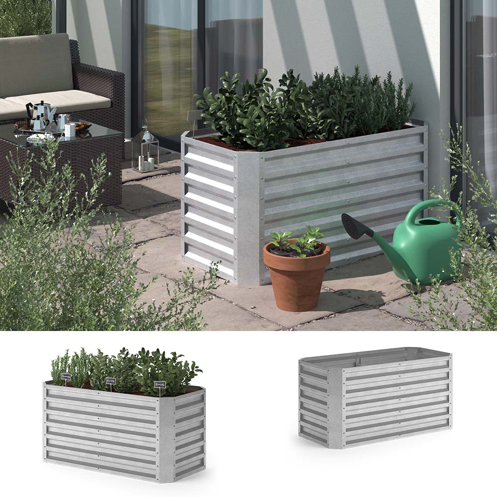 OK-Living Hochbeet Kr&auml;uterbeet Gem&uuml;sebeet 120x60x60 cm rechteckig Stahl verzinkt 