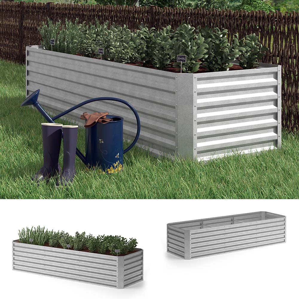 OK-Living Hochbeet Kr&auml;uterbeet Gem&uuml;sebeet 270x60x90 cm rechteckig Stahl verzinkt 