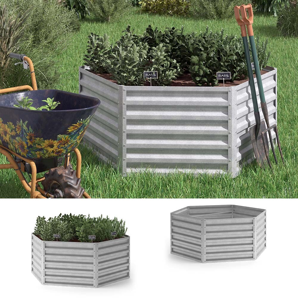 Hochbeet Kräuterbeet Gemüsebeet 129x60x129 cm sechseckig Stahl verzinkt
