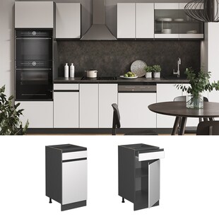 Vicco Schubunterschrank Küchenschrank Küchenmöbel R-Line J-Shape Anthrazit Weiß 40 cm modern 