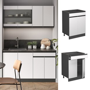 Vicco Schubunterschrank Küchenschrank Küchenmöbel R-Line J-Shape Anthrazit Weiß 60 cm modern 