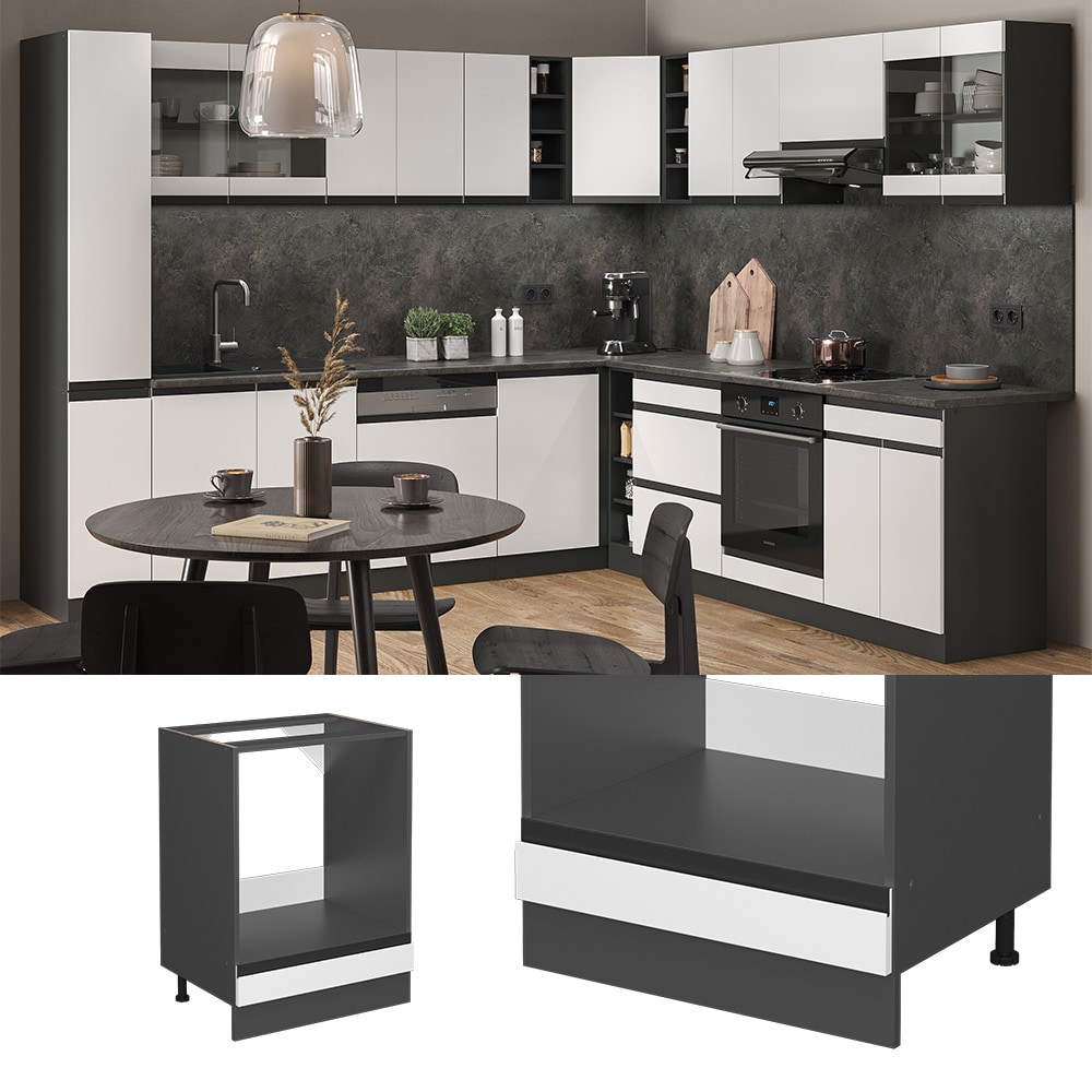 Vicco Herdschrank K&uuml;chenschrank K&uuml;chenm&ouml;bel R-Line J-Shape Anthrazit Wei&szlig; 60 cm modern 