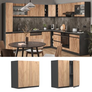 Vicco Hängeschrank Küchenschrank Küchenmöbel R-Line J-Shape Anthrazit Eiche 60 cm modern 