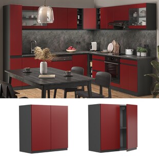 Vicco Hängeschrank Küchenschrank Küchenmöbel R-Line J-Shape Anthrazit Rot 60 cm modern 
