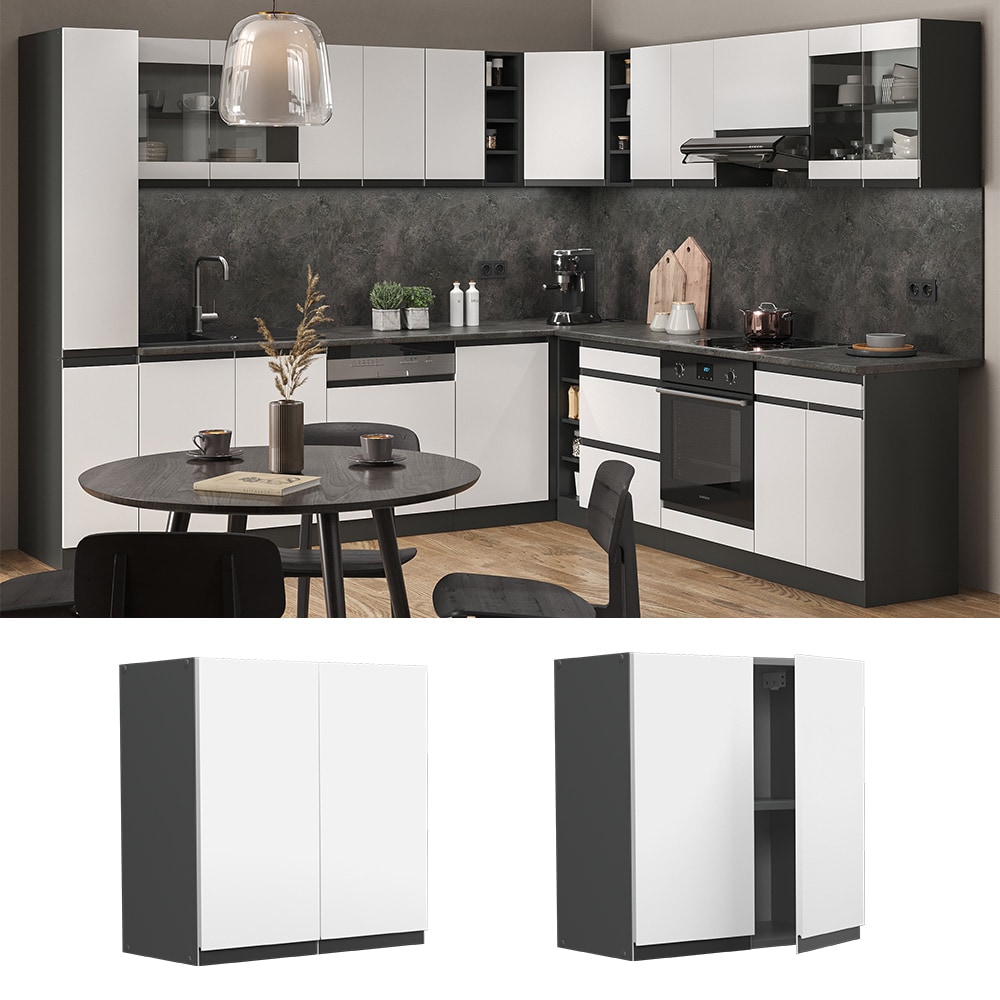 Vicco H&auml;ngeschrank K&uuml;chenschrank K&uuml;chenm&ouml;bel R-Line J-Shape Anthrazit Wei&szlig; 60 cm modern 