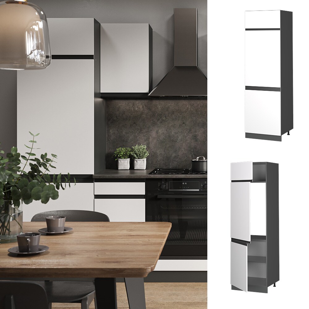 Vicco K&uuml;hlumbauschrank K&uuml;chenschrank K&uuml;chenm&ouml;bel R-Line J-Shape Anthrazit Wei&szlig; 60 cm modern 