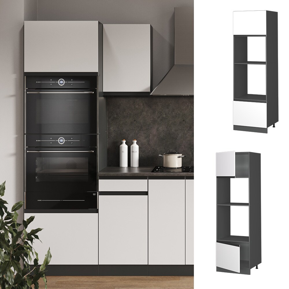 Vicco Mikrowellenschrank K&uuml;chenschrank K&uuml;chenm&ouml;bel R-Line J-Shape Anthrazit Wei&szlig; 60 cm modern 