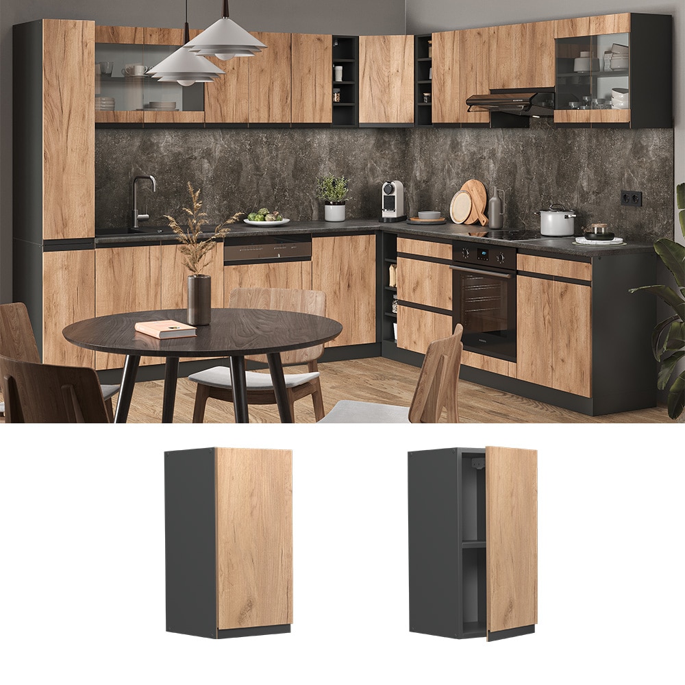 Vicco H&auml;ngeschrank K&uuml;chenschrank K&uuml;chenm&ouml;bel R-Line J-Shape Anthrazit Eiche 30 cm modern 
