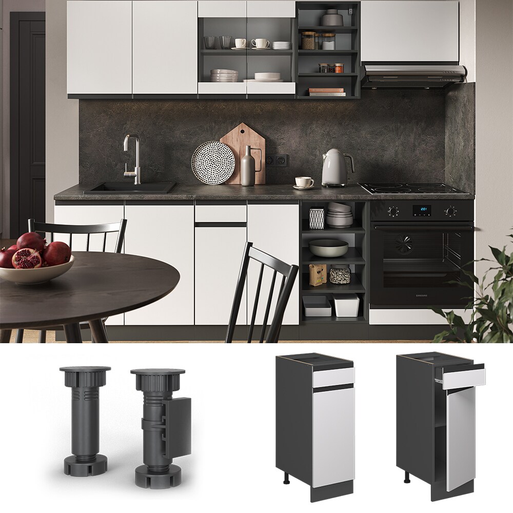 Vicco Schubunterschrank K&uuml;chenschrank K&uuml;chenm&ouml;bel R-Line J-Shape Anthrazit Wei&szlig; 30 cm modern 