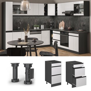 Vicco Schubladenunterschrank Küchenschrank Küchenmöbel R-Line J-Shape Anthrazit Weiß 40 cm modern 