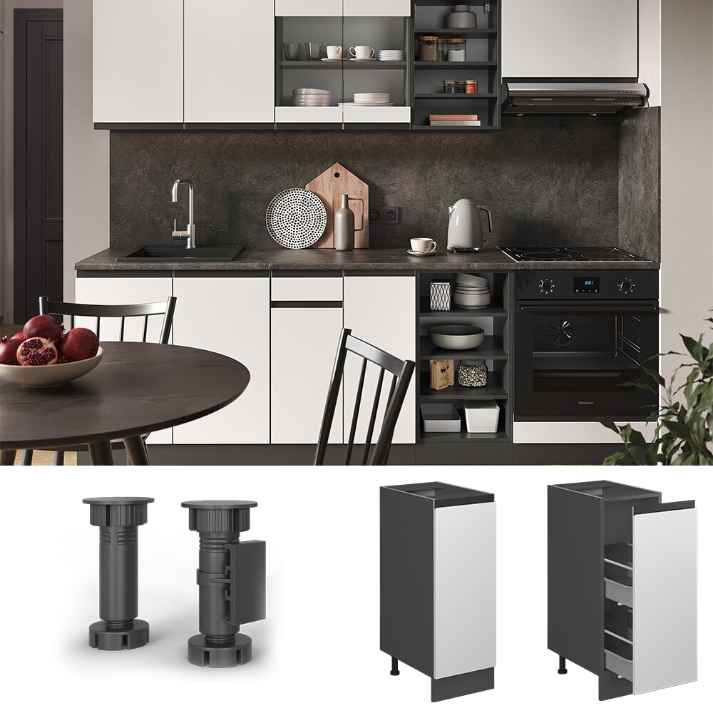 Vicco Apothekerunterschrank K&uuml;chenschrank K&uuml;chenm&ouml;bel R-Line J-Shape Anthrazit Wei&szlig; 30 cm modern 