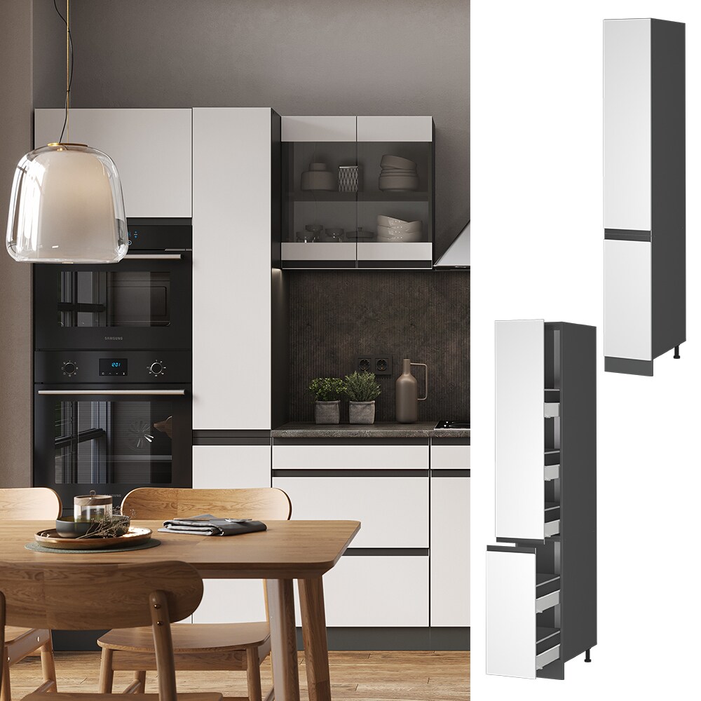 Vicco Apothekerhochschrank K&uuml;chenschrank K&uuml;chenm&ouml;bel R-Line J-Shape Anthrazit Wei&szlig; 30 cm modern 