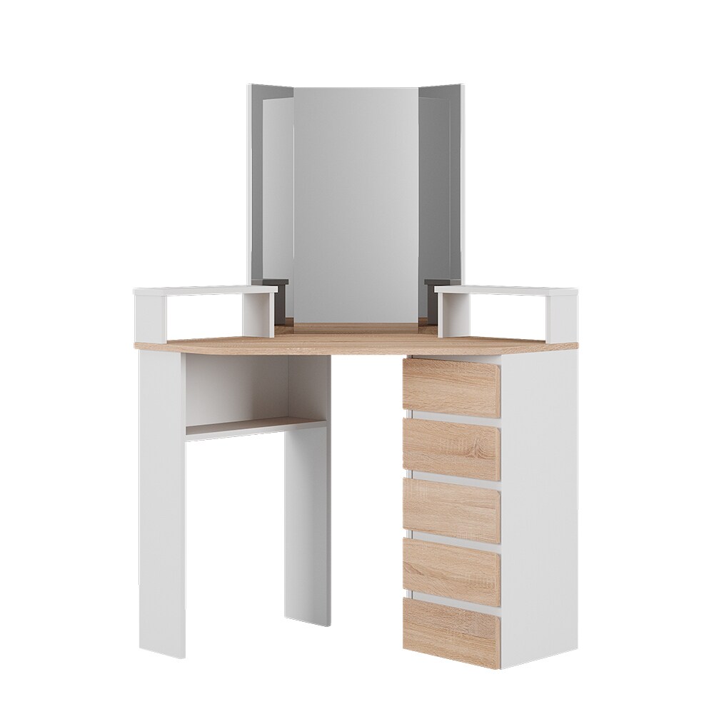 Vicco Eckschminktisch Frisiertisch Frisierkommode Tilda Wei&szlig; Sonoma Spiegel 110x140 cm modern Ablage 