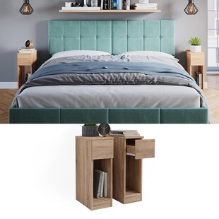 Vicco Nachttisch Enton sonoma, Schlafzimmerkommode 20x60 cm 2er Set 