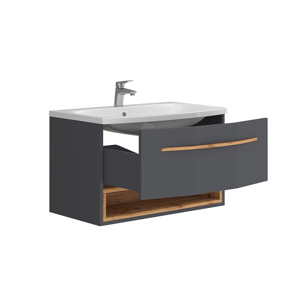 Vicco Waschbecken mit Unterschrank Stelantis, 80 cm, Anthrazit 