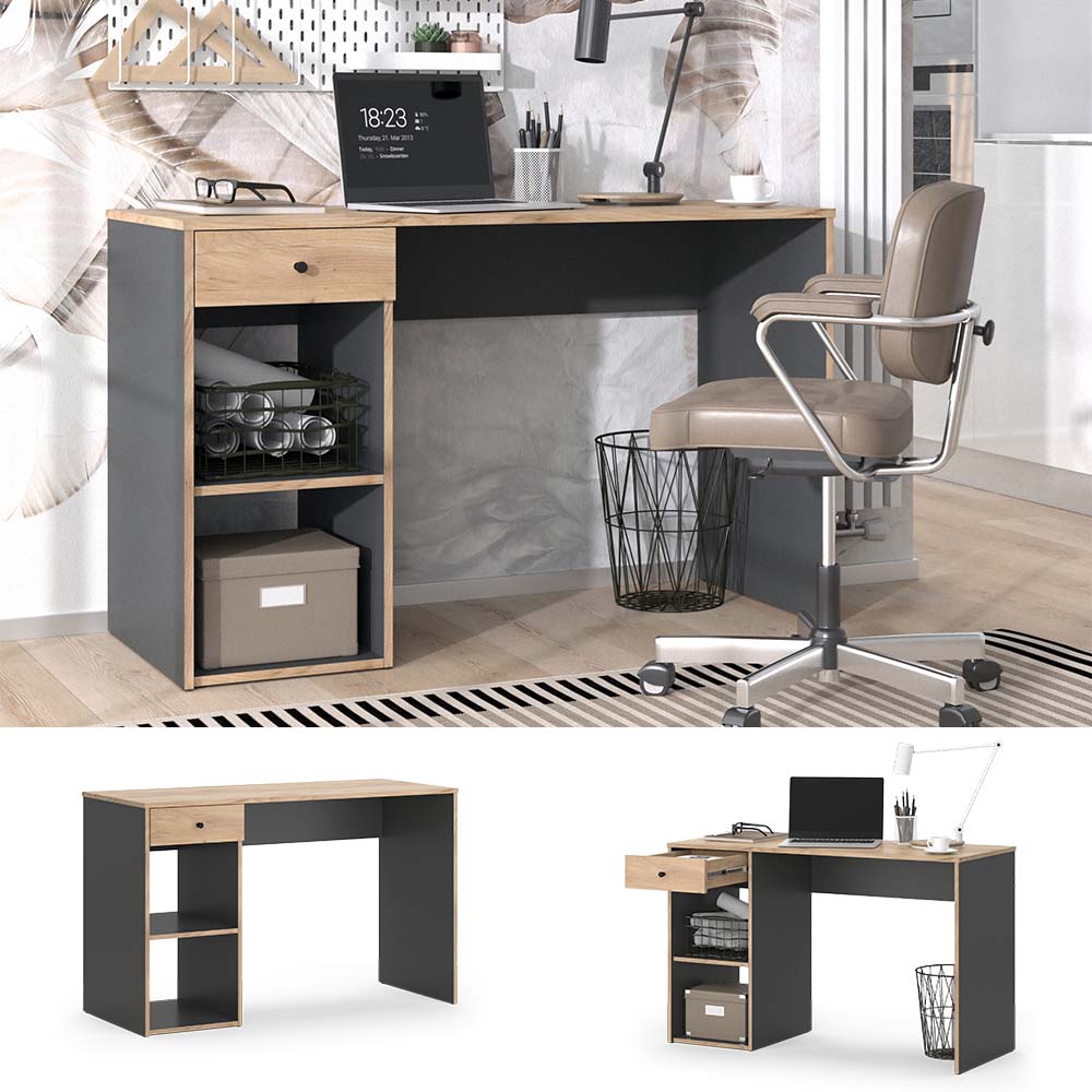 Vicco Schreibtisch Sirio 120x75cm, Goldkraft/Anthrazit, B&uuml;rotisch mit Schublade 
