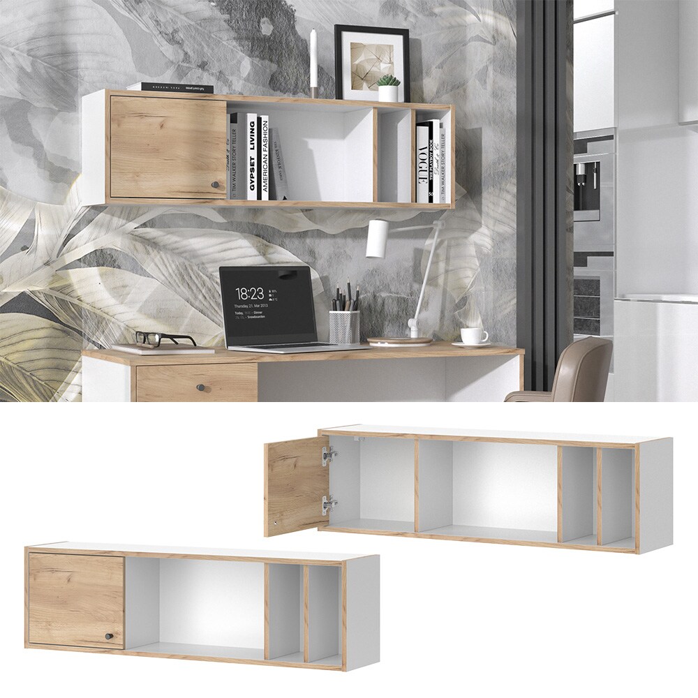 Vicco Wandregal h&auml;ngend Sirion 110x32cm, Goldkraft/Wei&szlig;, offenes B&uuml;cherregal 